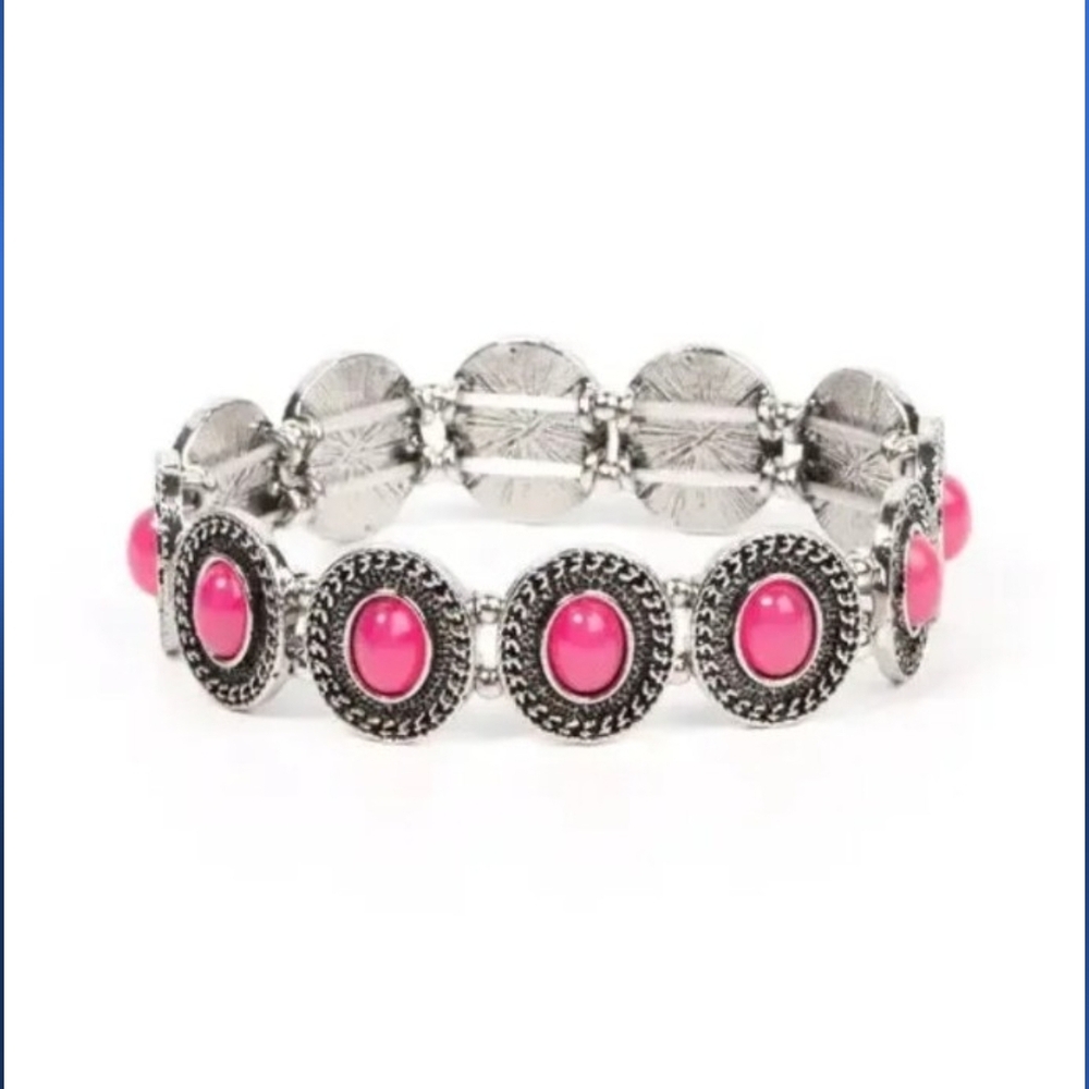 Paparazzi Silver Bracelet with Pink Accentsm Dainty Delight Fashion Jewelry